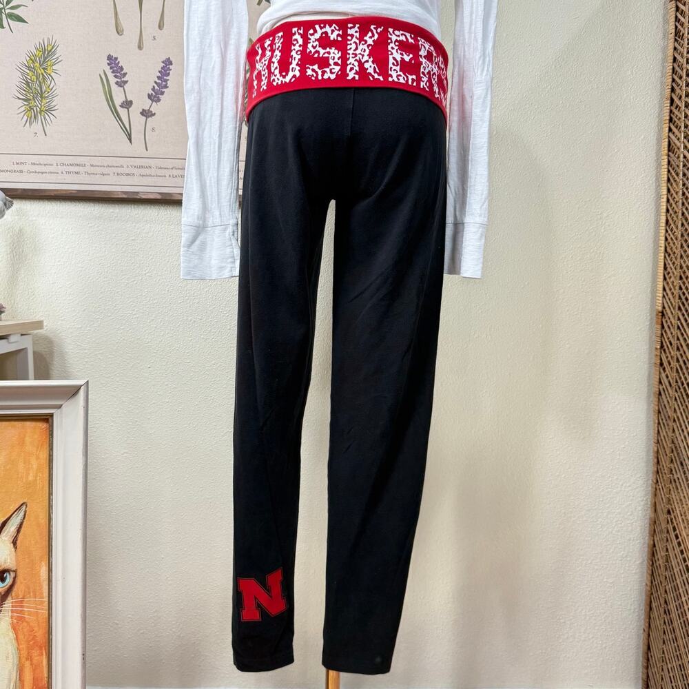 Y2k 2010s Pink Victorias Secret 5th Ocean Nebraska Huskers Fold Over Leggings M